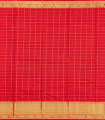 Red Handloom Kanchipuram Silk Saree With Zari Checks & Buttas-KA15267