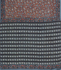 Brown Printed Jaipur Cotton Saree With Floral Motifs-JC1732