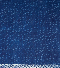 Indigo Printed Jaipur Cotton Saree With Floral Motifs-JC1438