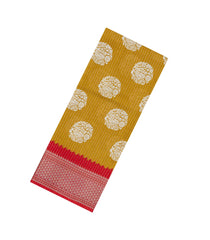 Mustard Printed Synthetic Dola Silk Saree With Zari Border-BL5038