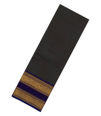 Black Woven Chettinad Cotton Saree With Contrast Border-CN1860
