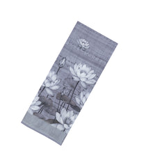 Grey Printed Synthetic Linen Saree With Floral Motifs-SY0191