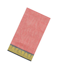 Peach Handloom Silk Cotton Saree With Contrast Border-SC4701