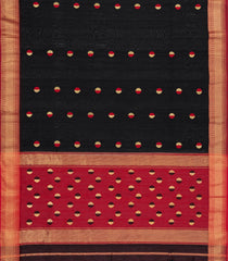 Black Handloom Maheswari Silk Cotton Saree With Buttas-SC4158