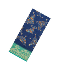 Indigo Printed Synthetics Dola With Zari Butta & Zari Border -BL5221