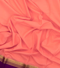 Peach Woven Mysore Silk Saree With Contrast Purple Border-MS3263