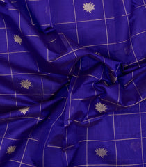 Purple Handloom Silk Cotton Saree With Zari Checks & Buttas-SC4800