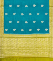 Cyan Woven Banarasi Poona Silk Saree With Zari Buttas & Contrast Border-BP1026