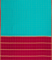 Turquoise Woven Mysore Silk Saree With Pure Zari Checks-MS3256