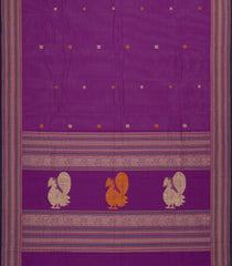 Purple Handloom Kanchi Cotton Saree With Annam Chakaram Buttas-KC1569
