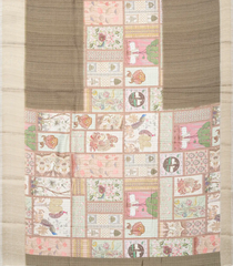 Dark Beige Woven Synthetic Manipuri Silk Saree With Printed Motifs-BL3674