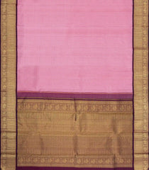 Dusty Pink Handloom Korvai Kanchipuram Silk Saree With Zari Checks-KA15939