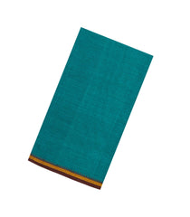 Cyan Woven Bengal Cotton Saree With Contrast Border-BG1876
