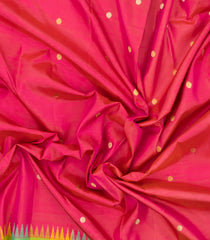 Hot Peach Handloom Kanchipuram Silk Saree With Buttas & Contrast Border-KA13620
