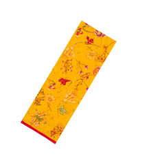 Mustard Printed Crepe Silk Saree With Floral Motifs-PS0895