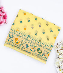 Yellow Handwoven Banarasi Khaddi Georgette Silk Saree With Kamalam Motifs