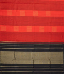 Red Handloom Kanchipuram Silk Saree With Stripes &amp; Dotted Motifs-KA13542