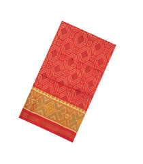 Red Handloom Rajkot Patola Ikat Silk Saree With Tie & Dye Motifs-IK0504