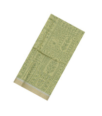 Lime Green Printed Art Dupion Saree With Contrast Border-BL5071