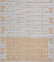 Grey Woven Art Chanderi Cotton Saree With Cow Motifs-BL4706