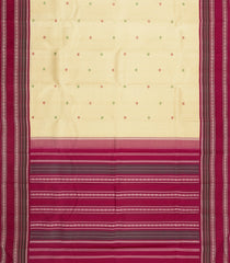 Cream Handloom Korvai Kanchipuram Silk Saree With Silk Thread Work Motifs-KA16563
