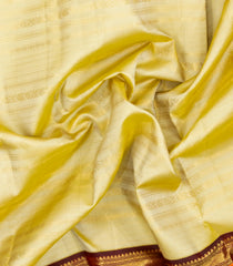 Sandal Handloom Korvai Kanchipuram Silk Saree With Motifs Zari Stripes-KA16679