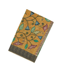 Light Blue Handloom Tussar Silk Saree With Printed Kalamkari Motifs-TU2917