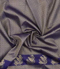 Navy Blue Handloom Kanchipuram Silk Saree With Zari Floral Motifs-KA16191