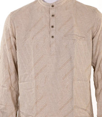 Natural short kurta with geometrical dobby-EW1095