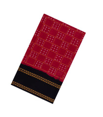 Crimson Handloom Sungudi Cotton Saree With Tie & Dye Motifs & Checks-BG1940