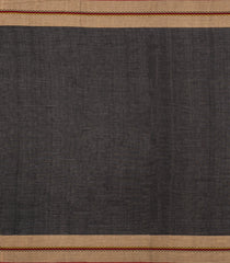 Black Handloom Bengal Cotton Saree With Buttas-BG1928-Black