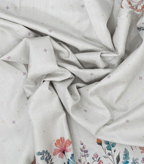 Off White Woven Synthetic Dola Silk Saree With Printed Floral Motif-BL4461