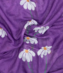 Lilac Printed Synthetic Linen Saree With Floral Motifs-SY0077