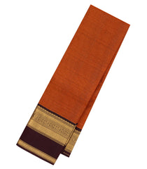 Rust Handloom Korvai Kanchipuram Silk Saree With Checks-KA14855