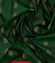 Bottle Green Handloom Soft Silk Saree With Buttas & Contrast Border-SO4519