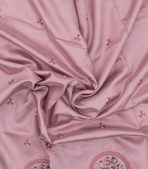 Dusty PInk Woven Art Tussar Saree With Printed & Embroidered Floral Motifs-BL4720