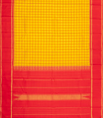 Yellow Handloom Korvai Kanchipuram Silk Saree With Silk Checks-KA15920