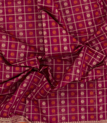 Pink Handloom Village Cotton Saree With Checks & Buttas-VC1668