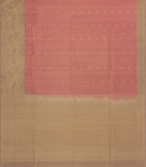 Dusty Peach Handloom Soft Silk Saree With Stripes & Floral Motifs-SO4590