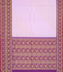 Lavender Handloom Korvai Kanchipuram Silk Saree With Kamalam Motifs-KA12528