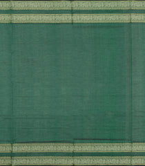 Dark Green Handloom Silk Cotton Saree With Zari Stripes-SC4375