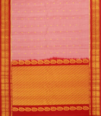 Peach Handloom Gadwal Silk Saree With Buttas & Contrast Border-GA0479
