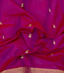 Magenta Handloom Silk Cotton Saree With Zari Buttas & Contrast Border-SC4808