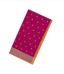 Hot Pink Handloom Maheswari Silk Cotton Saree With Triangle Buttas-SC4925