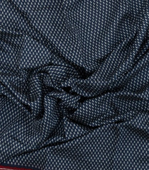 Navy Blue Printed Chanderi Cotton Saree With Zari Border-BL5484