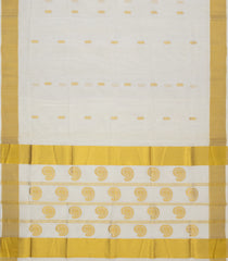 Off White Handloom Kerala Cotton Saree With Floral Buttas-KEC1047