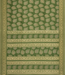 Leafy Green Printed Synthetics Dola Silk Saree With Floral Motifs-BL5200