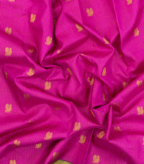 Hot Pink Handloom Korvai Kanchipuram Silk Saree With Checks & Buttas-KA15008