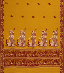 Mustard Handloom Bengal Cotton Saree With Deer Buttas-BG1703