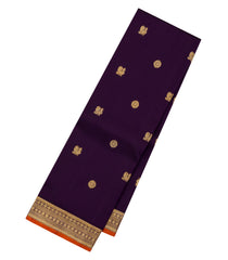 Dark Purple Handloom Kanchipuram Silk Saree With Annam Buttas-KA14841